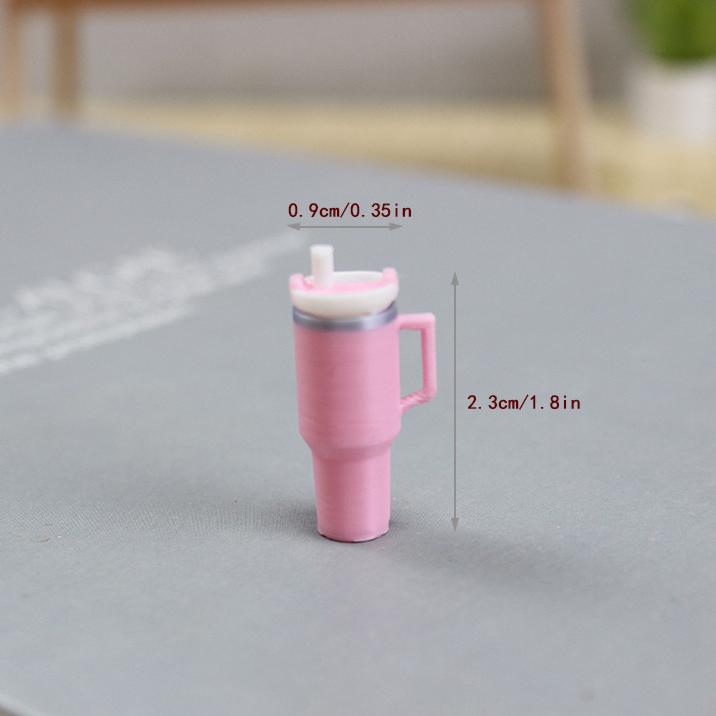 

1/6 PCS Mini Tumbler with Straw – 1:12 Scale Dollhouse Drink Accessory in Multi-Color Micro Landscapes Fairy Garden Party Decor