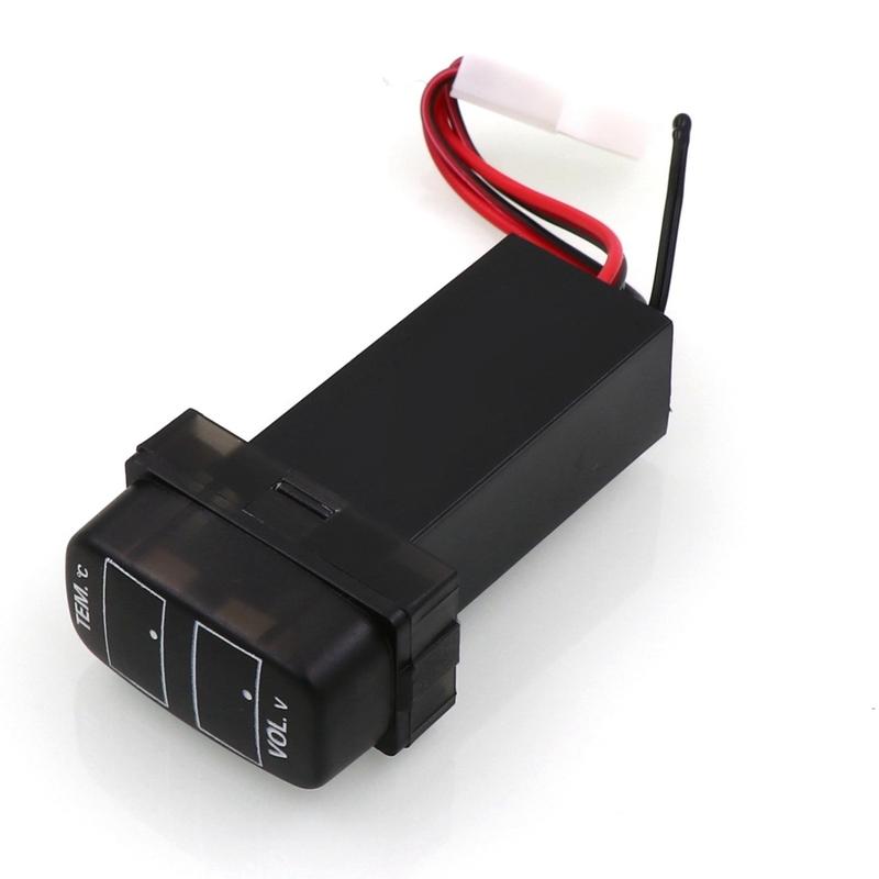 Durable-Car Digital Voltmeter Temperature Gauge 2 In 1 Voltage Temp LED Display Meter For Mitsubishi