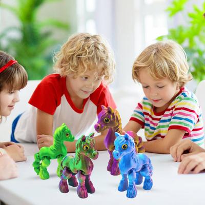3D Tištěná Figurka Koně Pohyblivé Klouby Soška Poníka Úleva od Stresu Fidget Hračka Vzdělávací Model Zvířete Stolní Dekorace Ornament