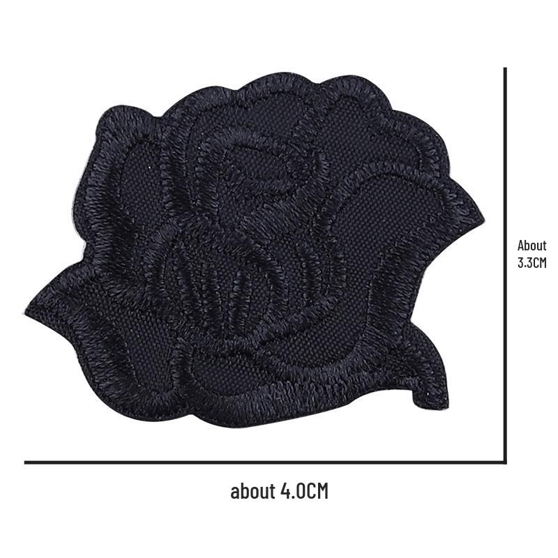 Self-Adhesive Small Embroidered Rose Patch - Fabric Jacket Label & Journal Decoration