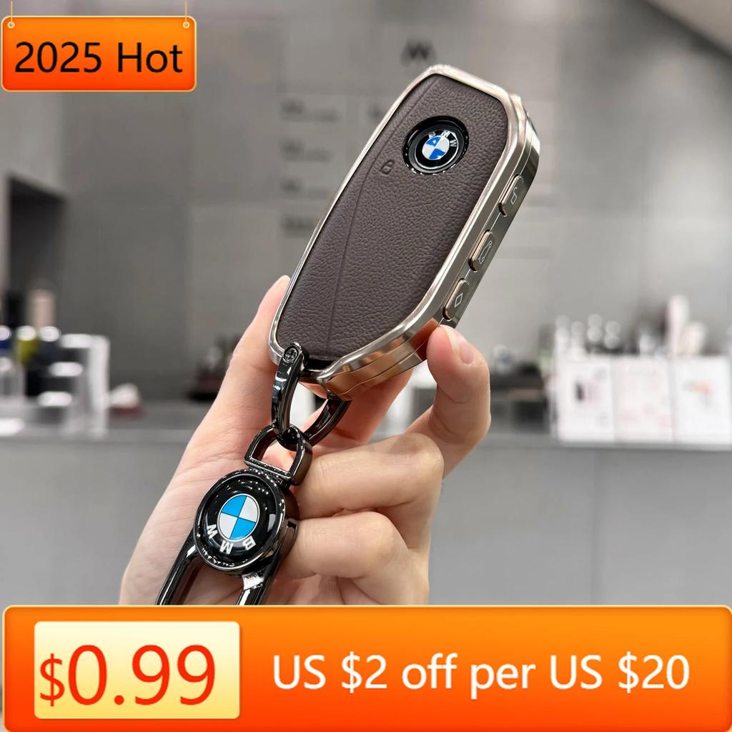 BAES5 New 2025 NEW Metal Car Key Case Cover Shell Fob For BMW i7 X7 G07 LCI iX I20 X1 U11 7 Series G70 G09 XM U06 G81 M3 2023 Protecto