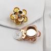 2026 new 23MM high-end temperament style gold retro flower rhinestone French shirt cufflink set simple wedding dress decoration