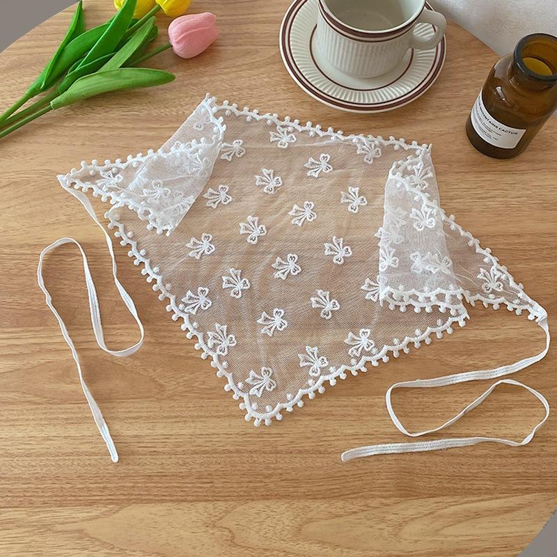 Knitted Crochet Headscarf French Pastoral Triangle Headband Handmade Soft Hair Wrapper for Beach Picnic Holiday Boho Fashion