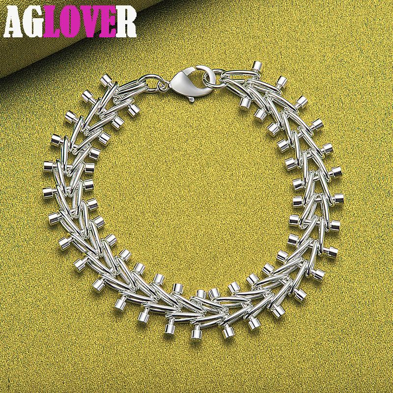 925 Sterling Silver Double Row Bead Chain Bracelet Jewelry