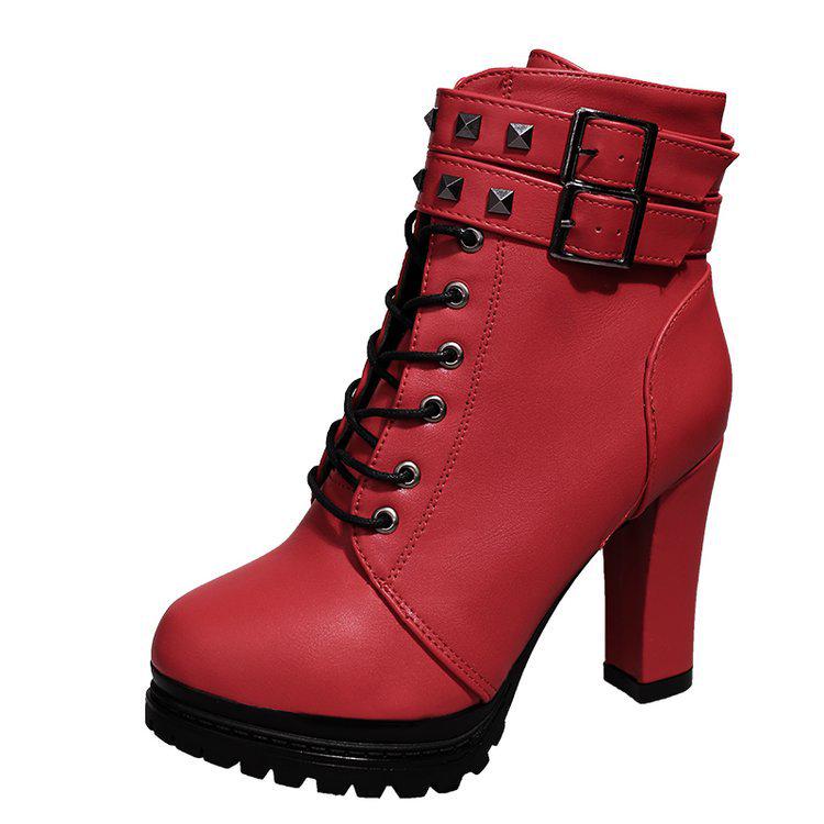 2026 Autumn/Winter New European and American High Heels with Velvet Short Boots Fashion Belt Buckle Boots for Women