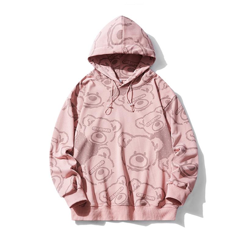 Осенне-зимняя новая сплошная принтованная толстовка с капюшоном из чистого хлопка с принтом, модная свободная толстовка для пар для мужчин S