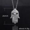 Fatima'S Hand Hiphop Micro-Inlaid Zircon Pendant Necklace Jewelry Sweater Chain
