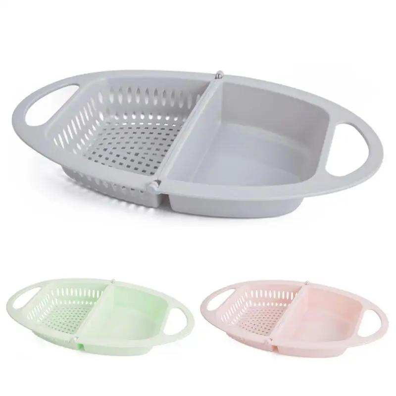 Kitchen Drain Basket Fruit Pot Wash Fruit Colander Household Basket Plastic Vegetable Foldable Basket Kitchen Sink Bowl Washing