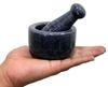 KLEO 3" Diameter Black Natural Stone Mortar and Pestle Set Spice, Medicine Pill Grinder Masher - Small Size