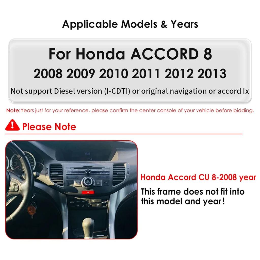 Hizpo2 Din 4G LTE Android 14 10.1" Car Multimedia Player GPS Navigation Support DSP Intelligent Carplay Android Auto for Honda Accord 8 2008-2013 FM