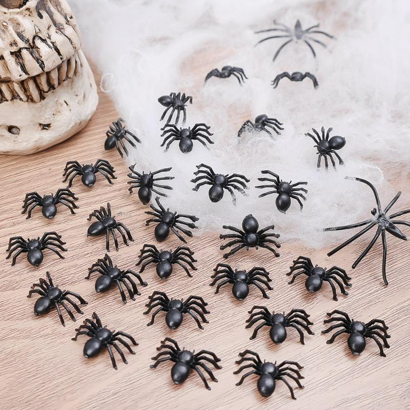 50/1000Pcs Realistic Spider Halloween Christmas Decoration Plastic Mini Spider Black Haunted House Cake Top Decorations Toys