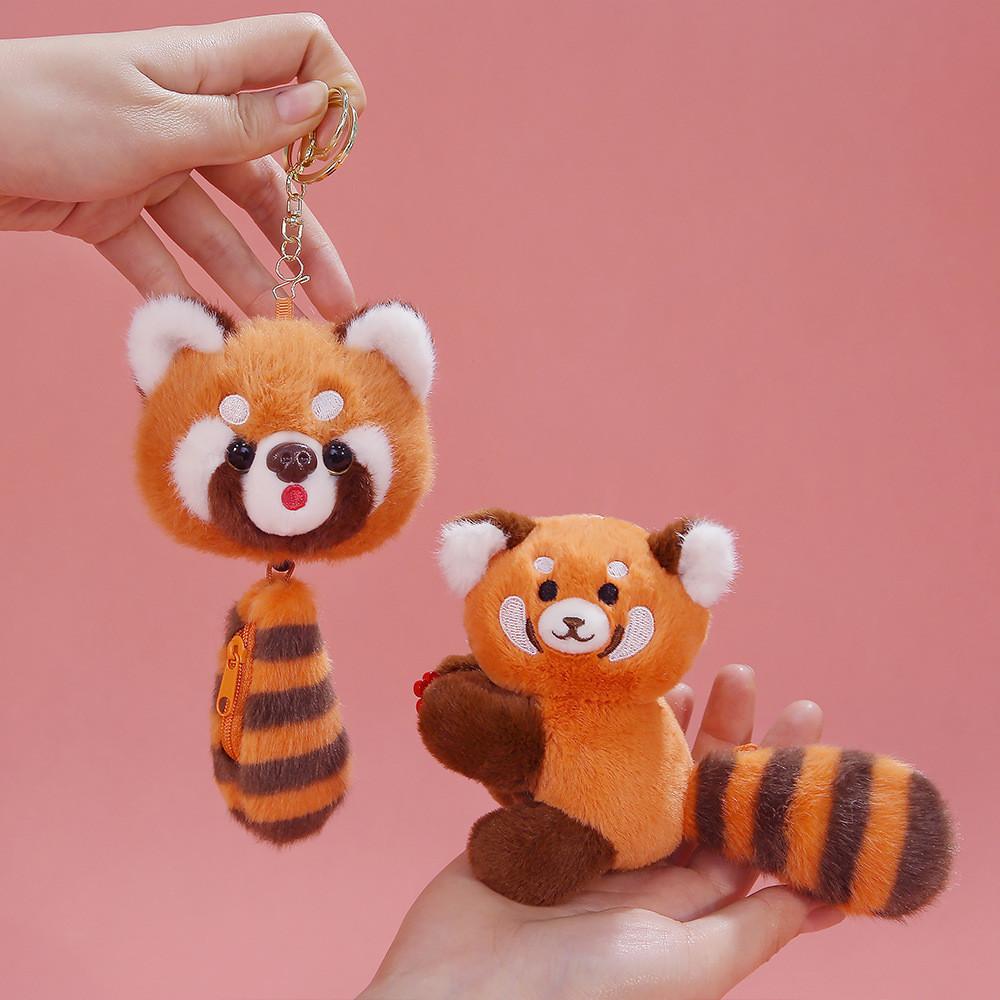 Portachiavi Procione Peluche con Design a Coda da Tirare per Decorazione Zaino e Collezionisti