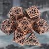 7 Pcs  Copper Gear Wheel Metal Dice Hollow Metal Polyhedral Dice Set Suitable for Role-Playing RPG  Board Game Card Game