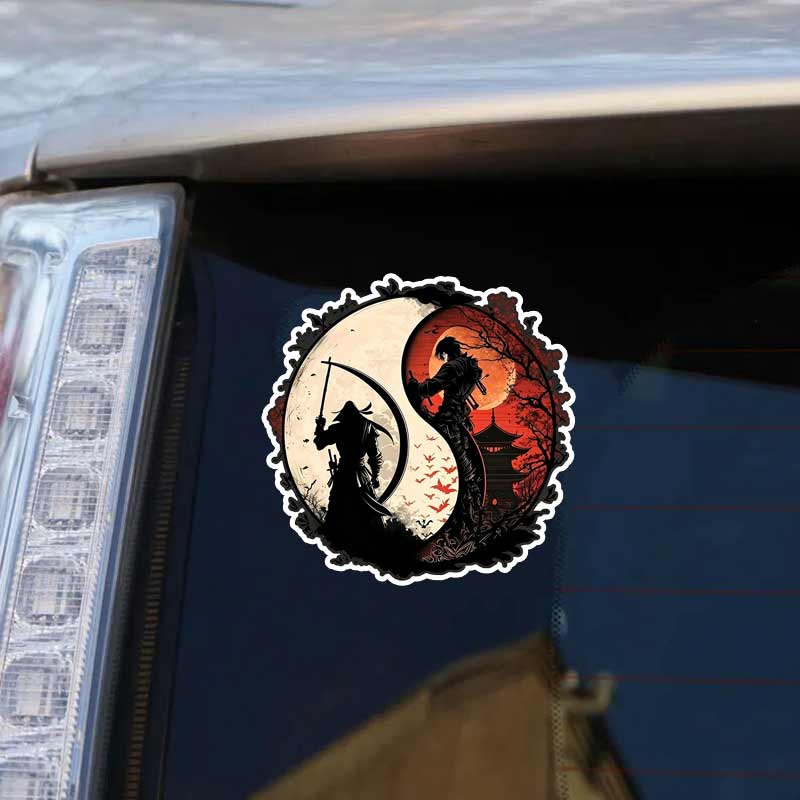 Para Samurai Yin Yang Estilo Japonés Tinta Ronin Pegatina de Coche Impermeable Dibujos Animados Pegatinas de Personalidad Decoración Resistente a los Arañazos SH1220