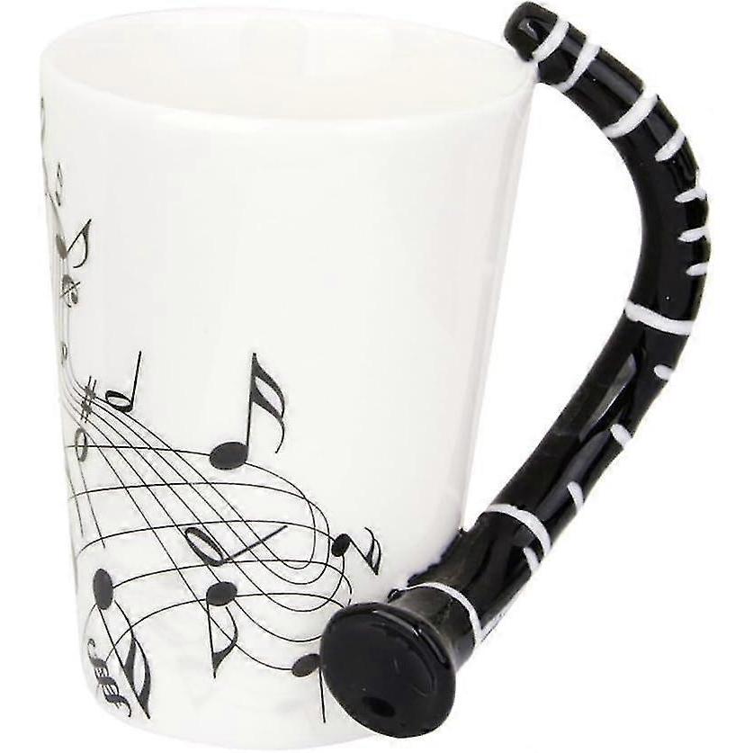 Tazza Manico a Forma di Clarinetto Porcellana Caffè Latte Tazza Nota Musicale Ceramica