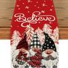 Festive Snowman Christmas Tree Table Runner Home Kitchen Dining Tablecloth for Party Decoration