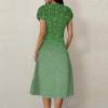 Women's Casual Fashion V-Neck Short Sleeve Floral Print Midi Flowing Dress