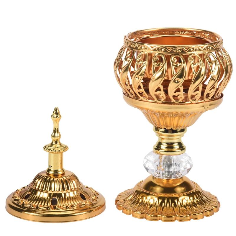 Incense Burner Incense Bakhoor Charcoal Incense Burner Metal Arab Censer Desktop Decor For Incense Sticks Cones золотой