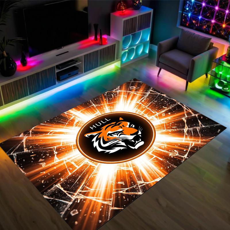 Hull City Football Design Crystal Velvet Carpet Cozy Non?Slip Printed Rug For Bedroom Living Room Entrance