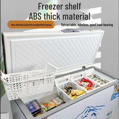 Retractable Freezer Storage Basket Organizer for Kitchen and Household Use