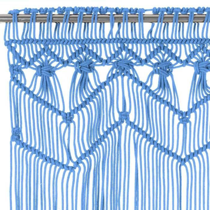 VidaXL Rideau Séparateur de Pièce Store de Fenêtre Rideau de Porte Rideau de Fenêtre Maison Vitrine Intérieur Macramé Bleu 323988