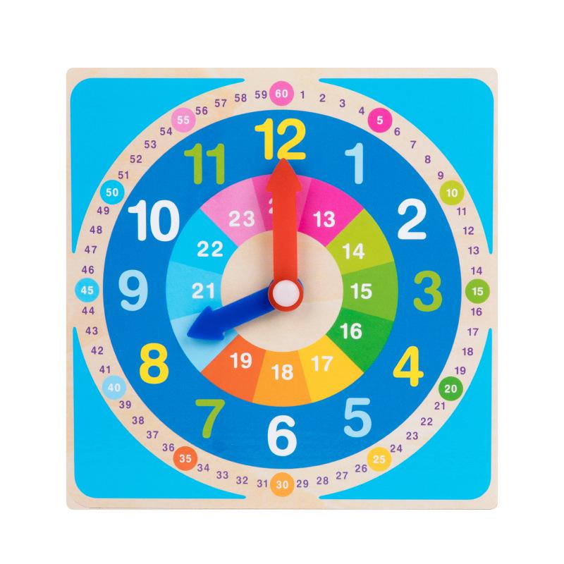 Wooden Multi-color Educational Clock for Children – Teaching Aid & Brain-Teasing Toy