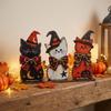 3Pcs Retro Wooden Halloween Witch Cat Set Autumn Pumpkin Cat Craft Decor Halloween Atmosphere