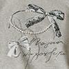 Maxza Pearl Ribbon Beads Puff Sleeve Sweatshirt Ze05qt401na