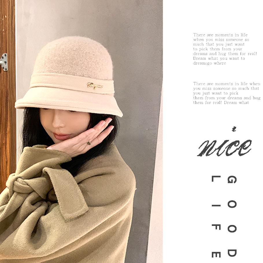 Bucket Hat Women Autumn Winter Thick Warm Solid Letters Label Fashion Sunshade Cap Korean New Trendy Casual