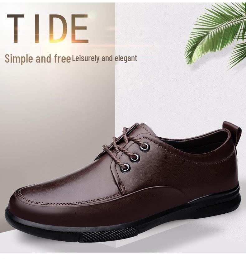 Autumn New Men’s Breathable Leather Loafers - Soft Sole Cowhide Casual Shoes for Middle-Aged Men