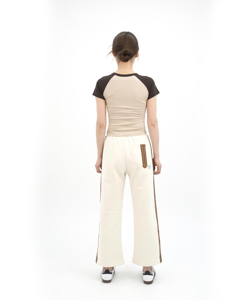 Hipihauseu Brushed Straight Sweatpants W.Tape Ivory