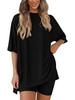 2026 Women's Casual Round Neck Slit Loose Short Sleeve Home Wear Set