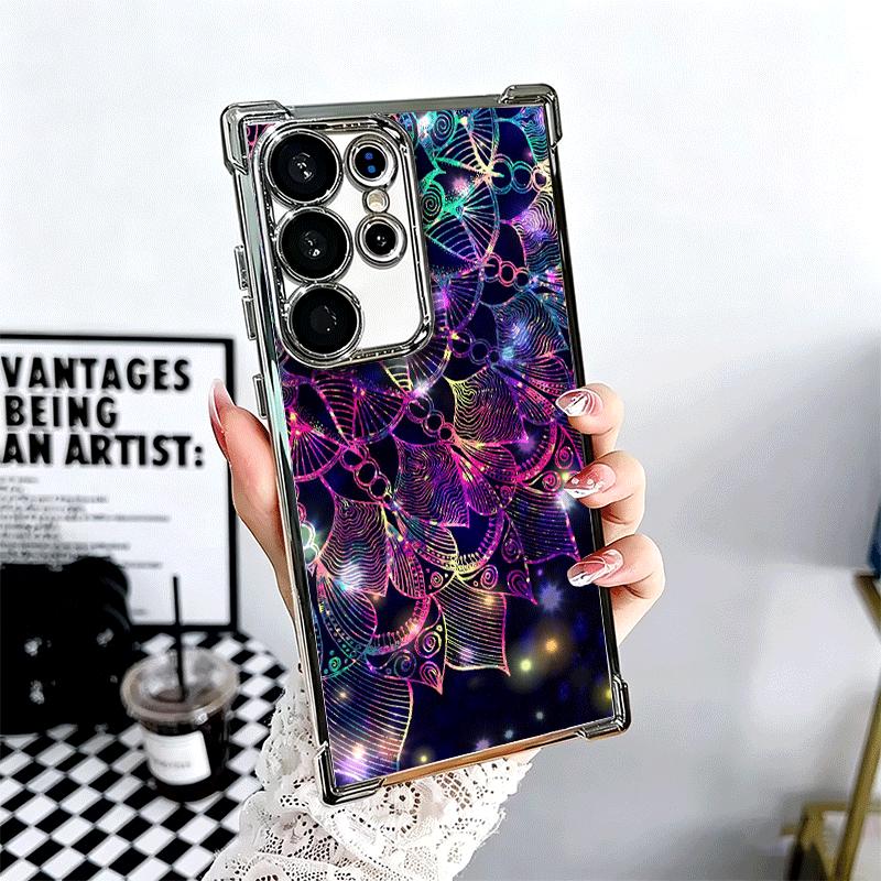 

Mandala Sunflower Dreamy Style Plating Phone Case For Samsung Galaxy S24 S25 FE S26 Edge S23 Ultra S22 S21 Plus S20 Anti-Fall Ai Samsung S25 FE