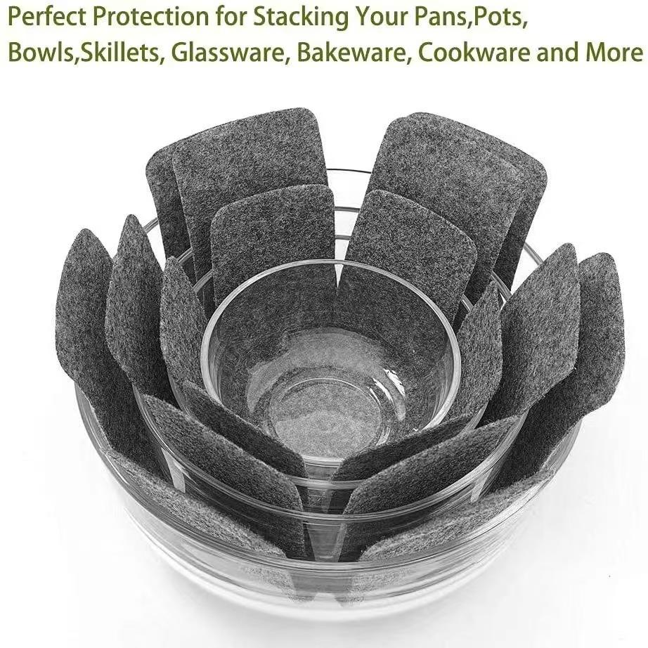 3/6Pcs Pot Pan Felt Protectors Divider Pads Heat Resistant Prevent Scratching Separate Mat Surfaces For Cookware Kitchen Tool