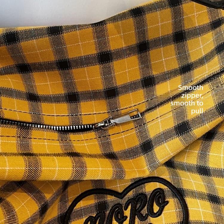 Bolsa tote xadrez feminina versátil bolsa de ombro