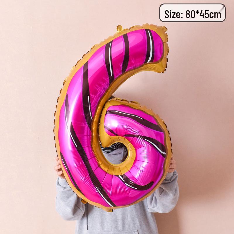 40-Inch Donut Number Balloons for Kids' First Birthday or Kindergarten Party Decorations