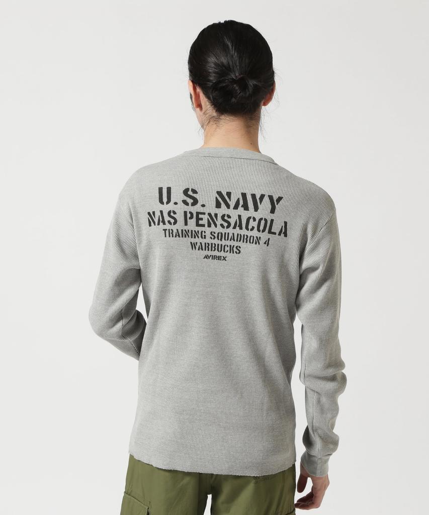 LONG SLEEVE WAFFLE Sleeve Waffle Navy 2XL 020 Gray [AVIREX] T-SHIRT U.S. NAVY/Long T-Shirt U.S. 783-4130006 Men's