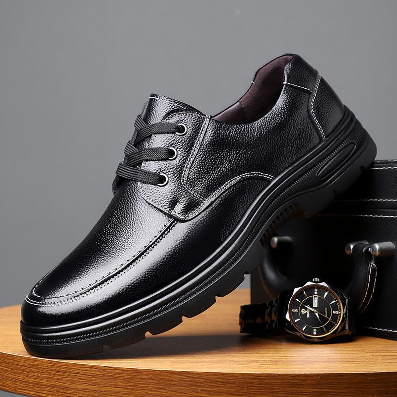 The First Layer of Cowhide Men's Shoes Autumn New Men's Casual Leather Shoes Men's Fashion Breathable Shoes British Lace-up Single Leather Shoes