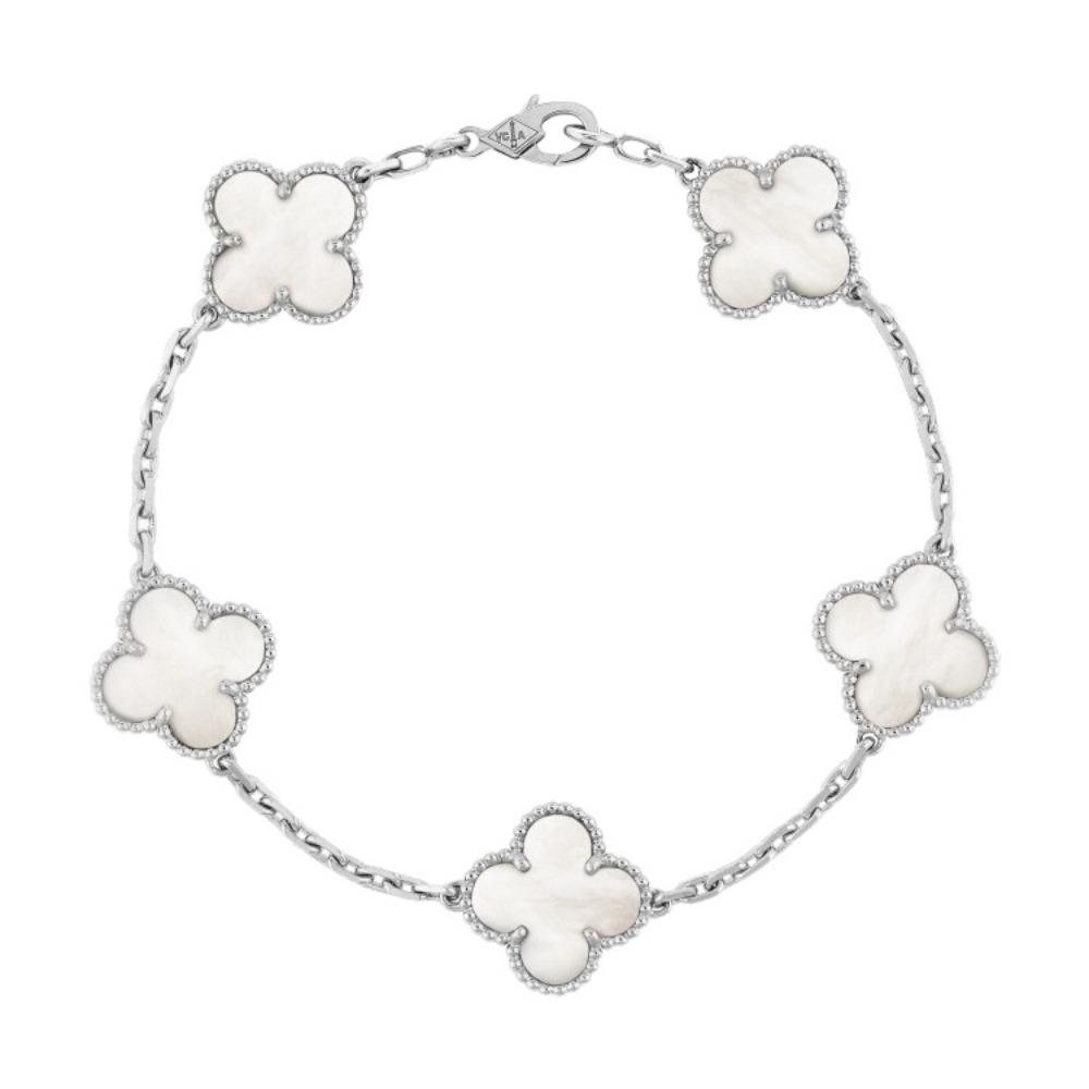 High-quality Version Clover Bracelet Five-flower Agate and Mother-of-pearl Bracelet Six-flower Laser-cut Chalcedony Jewelry/bangle