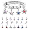 New Shiny Bow Knot Butterfly Moon Star Zircon Pendant Italian Charm Link Fit 9MM Bracelet Stainless Steel Women Men DIY Making