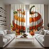 2 piece set HD Autumn chequered pumpkin decorative curtain White tie digital printed curtain Home Decoration style Decoration li