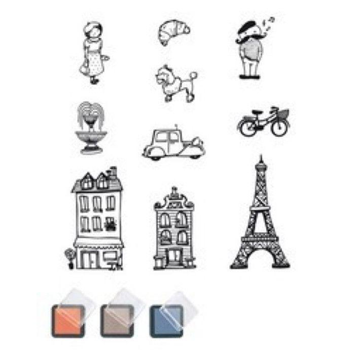 Tampons et encreurs Set de 13 pièces Bonjour monsieur