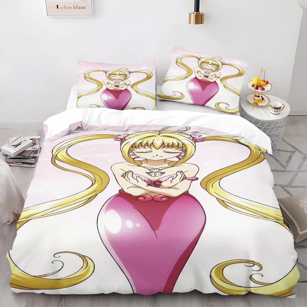 Cartoon Mermaid Melody Duvet Cover And Pillowcase Set for Adults And Children Bedroom Decoration Single Double Large Size