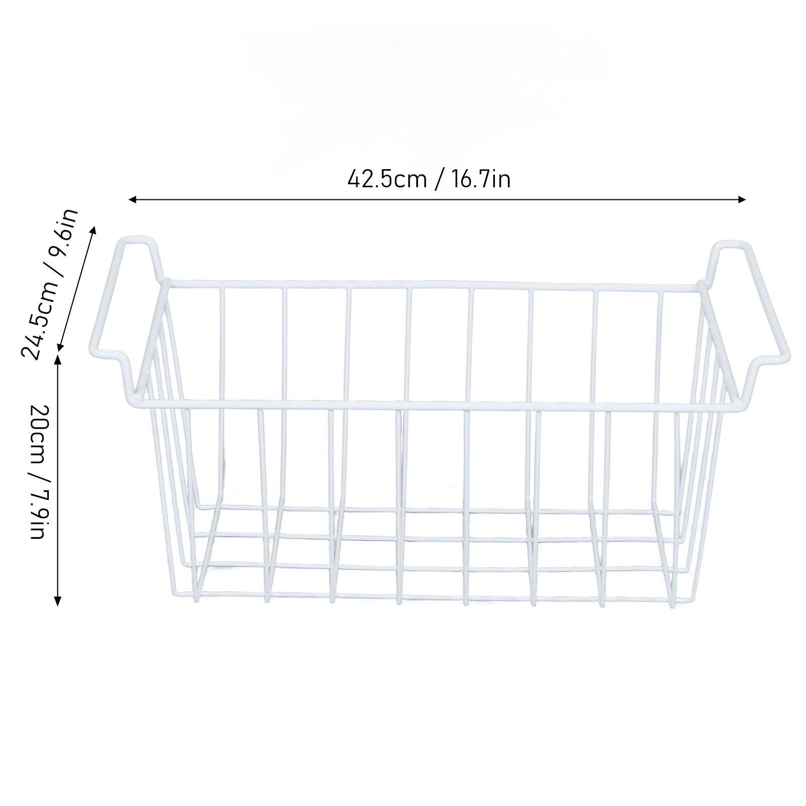 

2Pcs Refrigerator Storage Basket Organizer Hanging Metal Rack with PE Coating Freezer Metal Wire Basket Kitchen Appliance