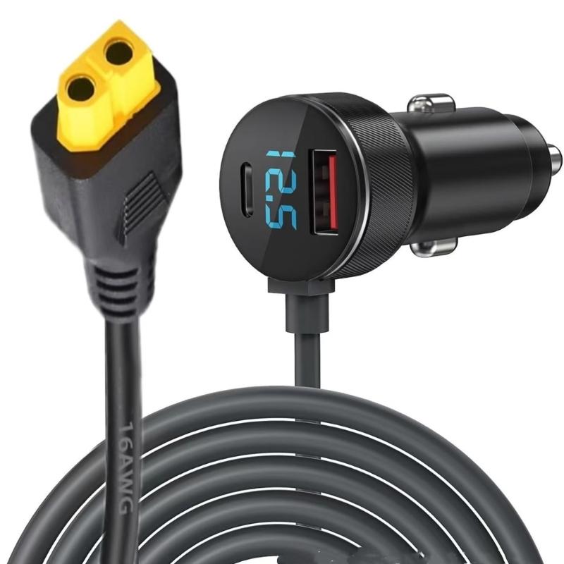 

2m Long XT60 Interfaces Car Charger Cable Ensuring Safe and Fast Energy Transfer for Outdoor and Emergency Use 1