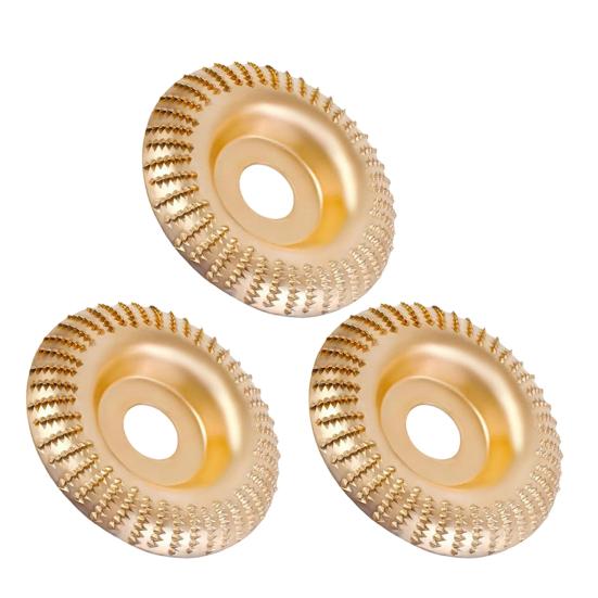 3Pcs Angle Grinder Polishing Pad, Wide Angle Grinder Compatible 4-4.5 Inch with Adapters, Curved Grooved Anti-Clog Teeth for Engraving Polishing