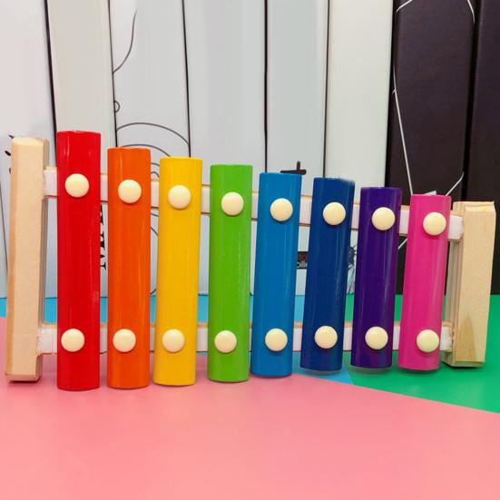 8 Note Wooden Xylophone Toy with 2 Mallets Colorful Metal Keys Glockenspiel Xylophone Toddlers Boys Girls Educational Percussion