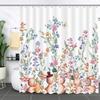 Happy Easter Bunny Shower Curtain Funny Rabbits Pink and Blue Eggs Bath Curtain Polyester Fabric Waterproof Bathroom Curtain Set