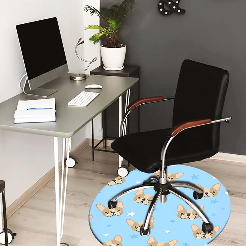 

1pc French Bulldog Stars Pattern Round carpet, Made of Polyester,Office Chairs, Living Rooms, Or Bedrooms, a Cool Rug for The Living Room.ydt26010 80cm