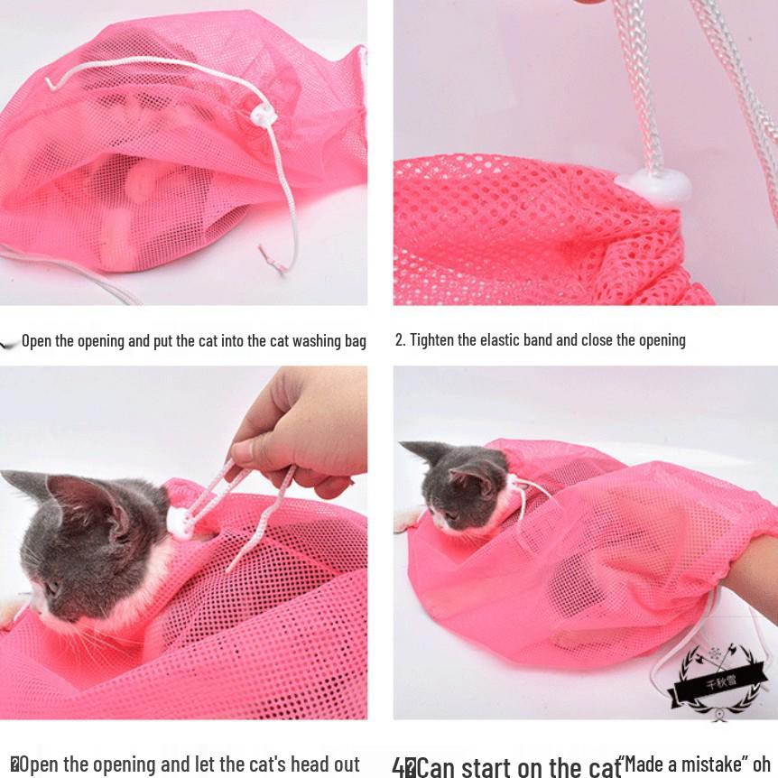 Cat Bathing & Grooming Bag: Anti-scratch, Nail Clipping, Ear Cleaning, Fixing - Pet Supplies for Washing Cats
